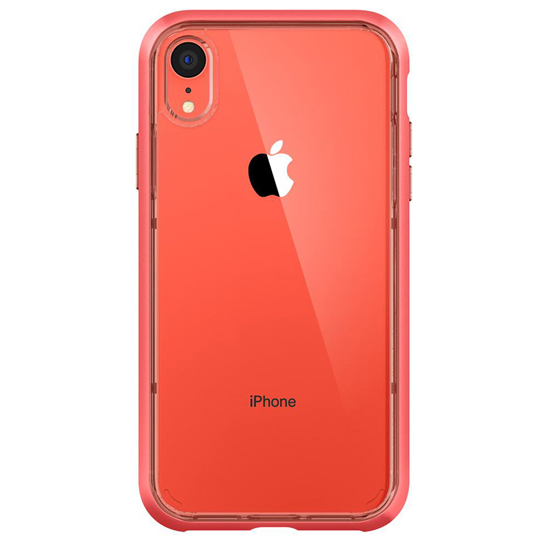 Spigen iPhone Neo Hybrid Crystal 軍規防摔透明保護殼，珊瑚色框配珊瑚色iphone XR