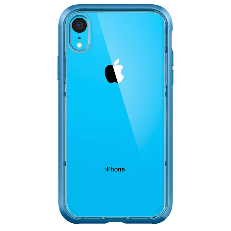 Spigen iPhone Neo Hybrid Crystal 軍規防摔透明保護殼，藍色框配藍色iphone XR