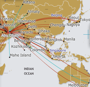 阿提哈德航空Etihad 航線圖