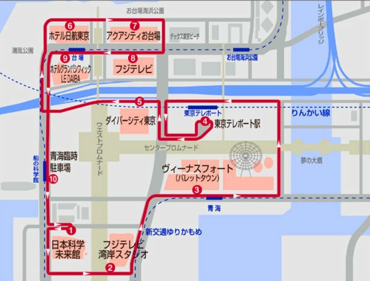 東京免費巴士路線圖-台場