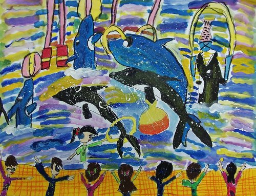 2012.08-海豚秀-水彩