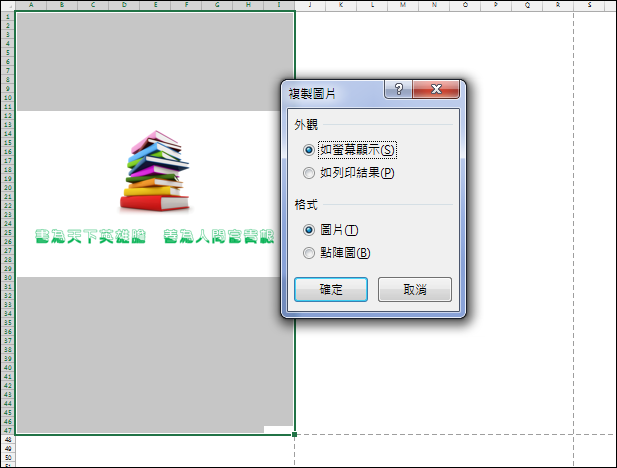 Excel-在工作表的每一頁正中央有置入圖片