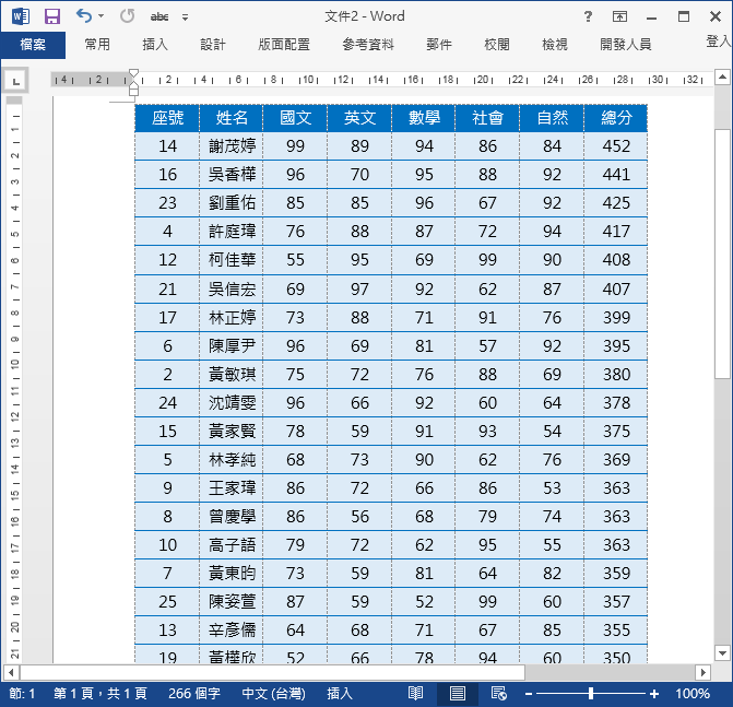 Word-執行三個以上的排序欄位來排序