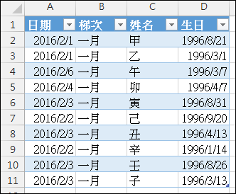 Excel-將報名資料依梯次顯示在不同工作表中(OFFSET,ROW,陣列公式)