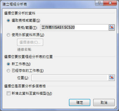 Excel-使用樞紐析表建立工作表的摘要統計表