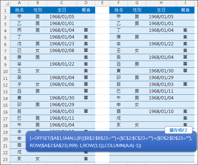 Excel-如何列出資料清單中任一個欄位有空白者(進階篩選) Excel-如何列出資料清單中任一個欄位有空白者(進階篩選)