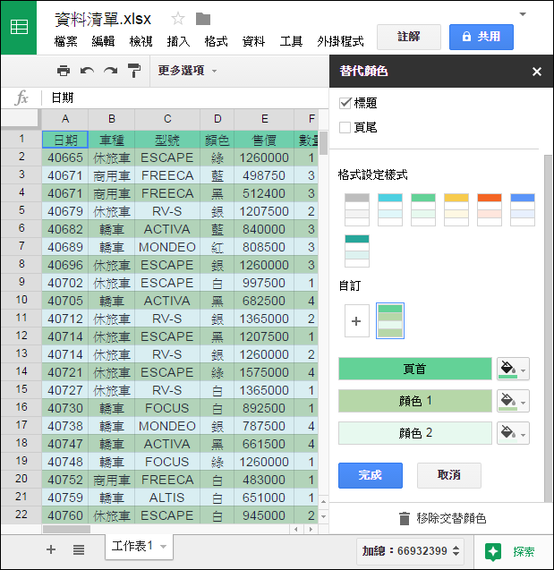 在Google雲端硬碟的試算表中建立圖表並且分享 在Google雲端硬碟的試算表中建立圖表並且分享