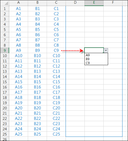 Excel-設定多個儲存格只能輸入同一列的內容(資料驗證)