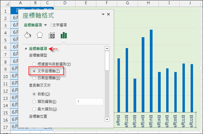 Excel-在圖表中不顯示日期清單沒有的日期