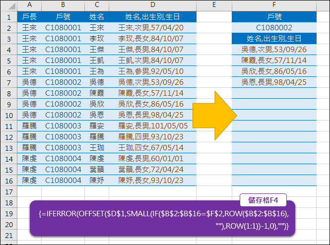 Excel-由原始清單中挑出符合指定內容的清單(ROW,COLUMN,INT,MOD,OFFSET) Excel-由原始清單中挑出符合指定內容的清單(ROW,COLUMN,INT,MOD,OFFSET)