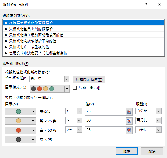 Excel-以符號代替數字來呈現學生的學習表現(格式化的條件設定)