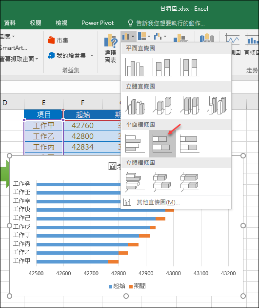 Excel-繪製甘特圖