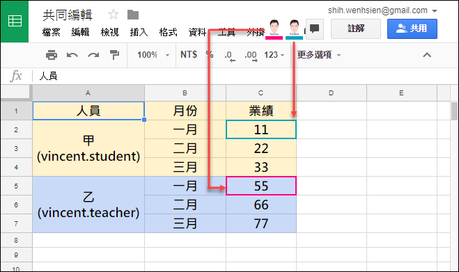 多人協作一個Google試算表,但是各編各的儲存格。 多人協作一個Google試算表,但是各編各的儲存格。