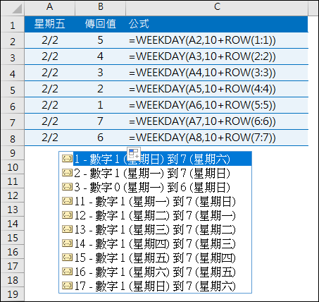 Excel-關於WEEKDAY函數 Excel-關於WEEKDAY函數