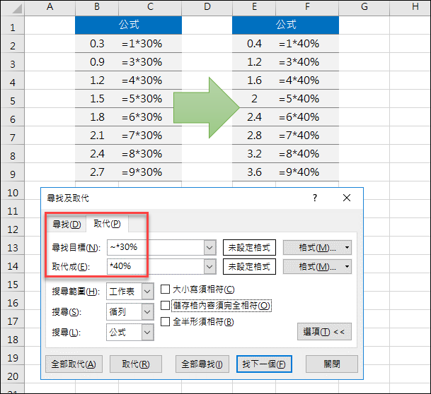 Excel-取代公式中含有*字元的字串