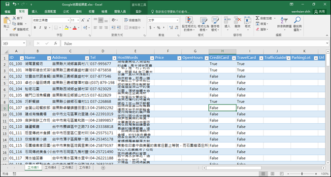 Excel-利用政府資料開放平臺練習資料處理(Google地圖和Google地球)