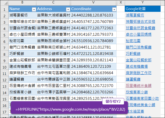 Excel-利用政府資料開放平臺練習資料處理(Google地圖和Google地球)