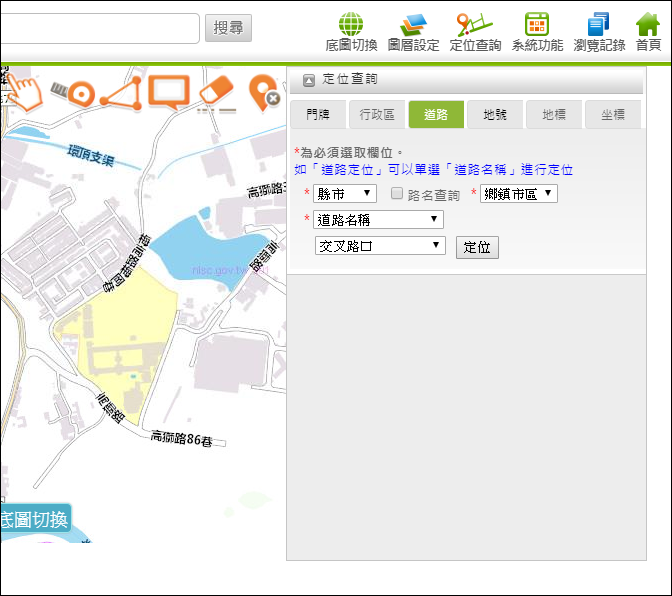 在地圖查詢地址(臺灣通用電子地圖)