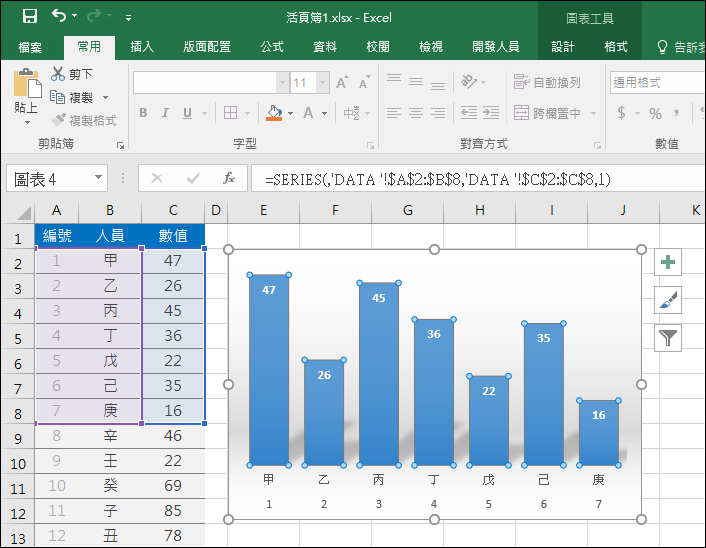 Excel-依指定範圍顯示圖表內容(建立動態圖表) Excel-依指定範圍顯示圖表內容(建立動態圖表)