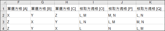 Google表單-題目選項對照儲存在試算表的資料格式