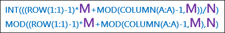 Excel-n欄轉m欄(INT,MOD,ROW,COLUMN)