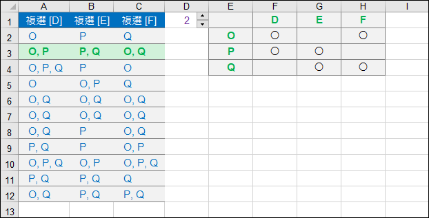 Excel-還原Google表單結果為單選方格和複選方格的矩陣表示方式(OFFSET,SUBSTITUTE)