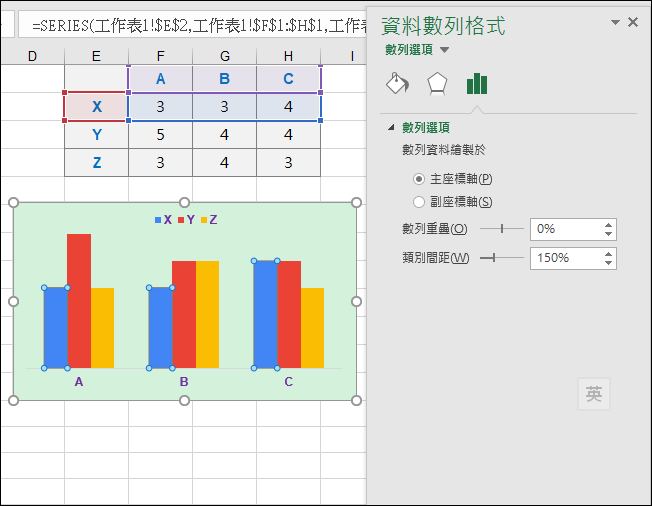 Excel-製作Google表單填答結果的統計圖表(SUMPRODUCT,SUBSTITUTE)