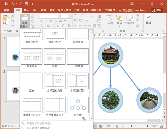 PowerPoint-如何讓投影片中含有架構圖之類的版面能快速的插入圖片