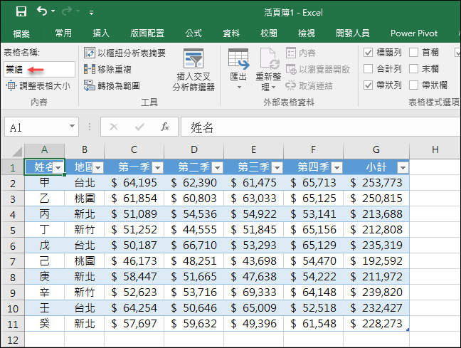 Excel-介紹資料範圍與表格