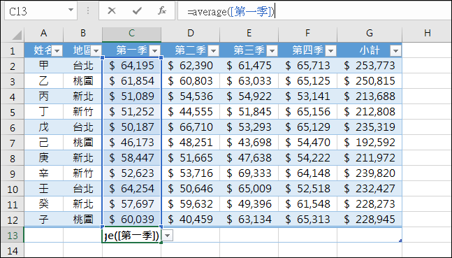 Excel-介紹資料範圍與表格