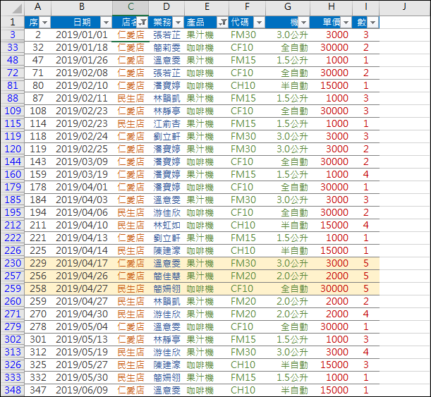 Excel-研習練習範例(篩選)