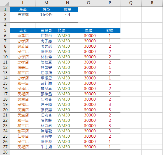 Excel-研習練習範例(進階篩選)