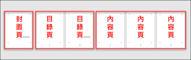 Word-為封面、目錄、本文顯示不同頁碼格式與編號