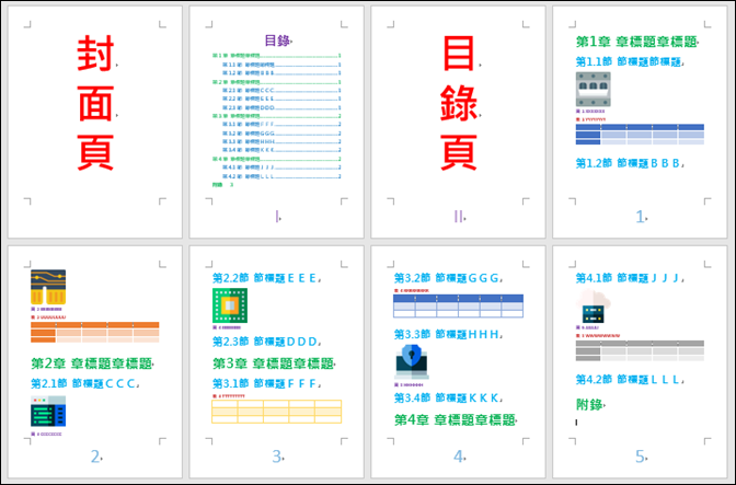 Word-在文件中產生圖表的編號和圖表的目錄