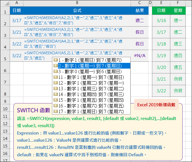 Excel-2019版新增函數介紹(CONCAT,TEXTJOIN,IFS,MAXIFS,MIXIFS,SWITCH)