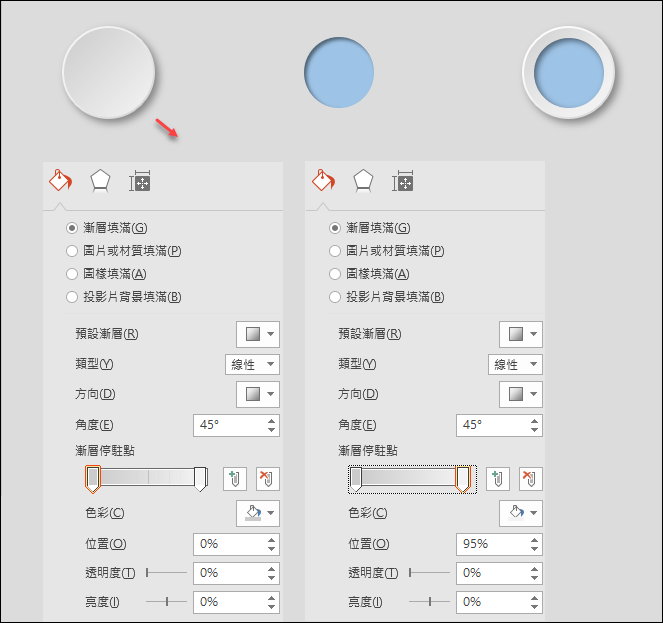 PowerPoint-利用漸層和陰影製造立體效果