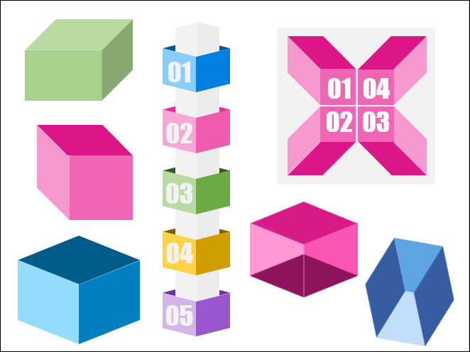 PowerPoint-製作多種立方體圖案 PowerPoint-製作多種立方體圖案