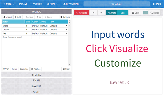 資訊視覺化-Word Art線上文字雲產生器