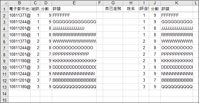 運用Google表單填答進行同儕互評