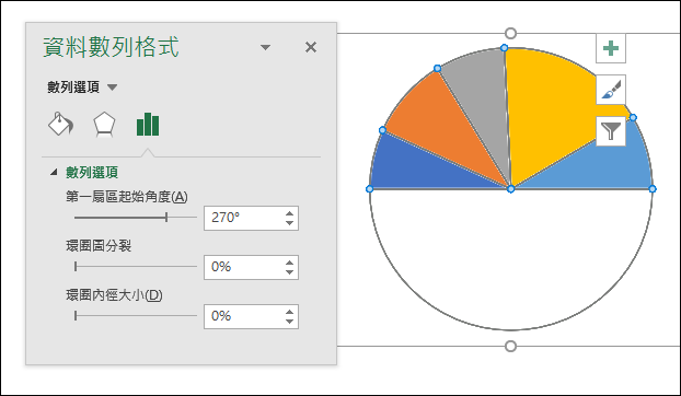 Excel-數列以環圈圖及平面圓形建立半圓扇形