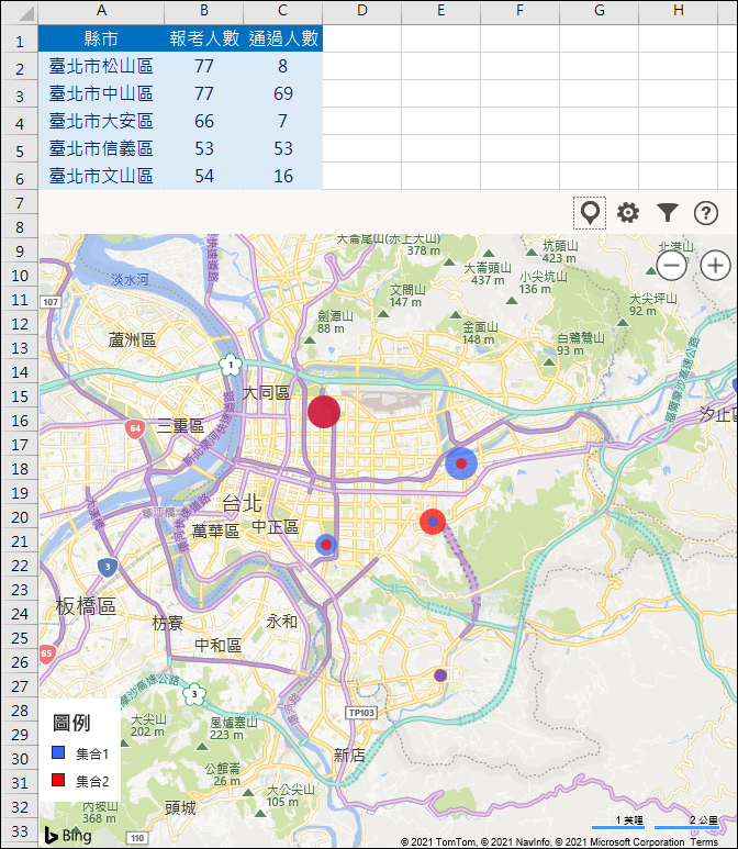 Excel-利用Bing Maps增益集建立視覺化圖表