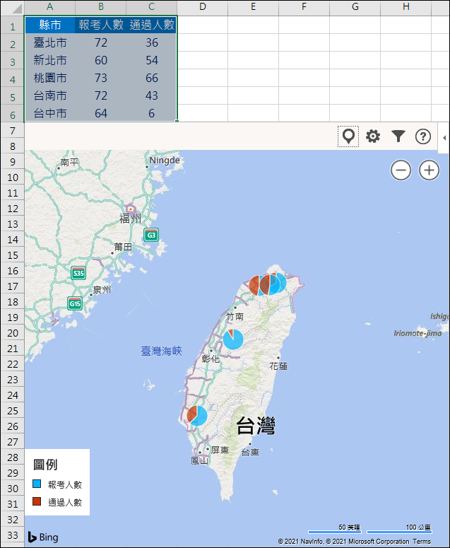 Excel-利用Bing Maps增益集建立視覺化圖表