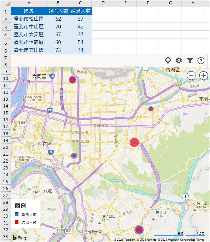 Excel-利用Bing Maps增益集建立視覺化圖表