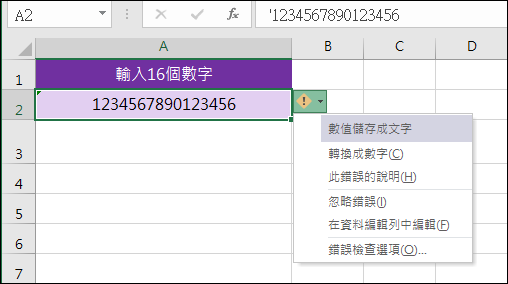 Excel-輸入超過15位數的數字(信用卡號)