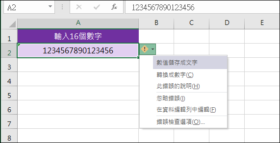 Excel-輸入超過15位數的數字(信用卡號)