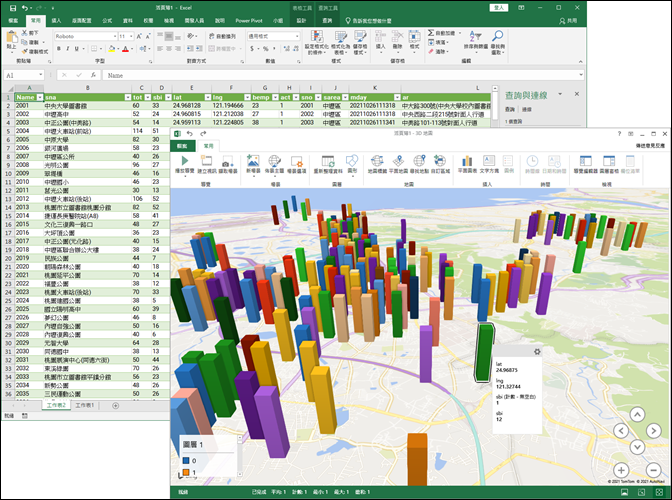 Excel-取用YouBike即時資料繪製3D導覽地圖