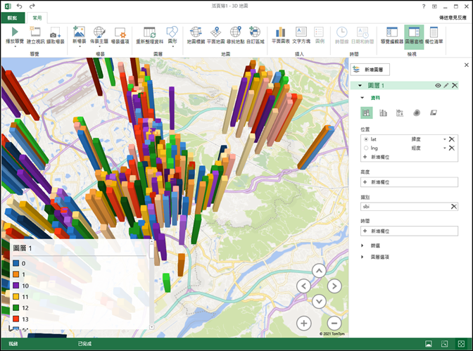 Excel-取用YouBike即時資料繪製3D導覽地圖