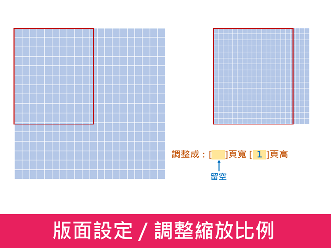 Excel-在版面設定中設定縮放的頁寬或頁高