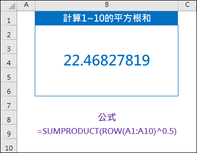 Excel-開根號運算(^運算子)