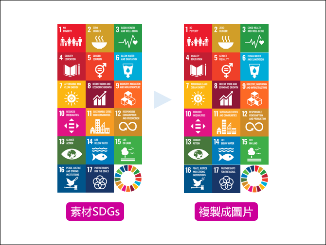 PowerPoint-製作台灣地圖由 SDGs 圖示所組成的圖片